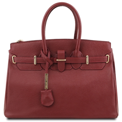 TL141529 Red Leather Handbag by Tuscany Leather
