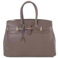 TL141529 Leather Handbag - Grey by Tuscany Leather