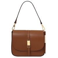 Nausica Leather Shoulder Bag - Cognac