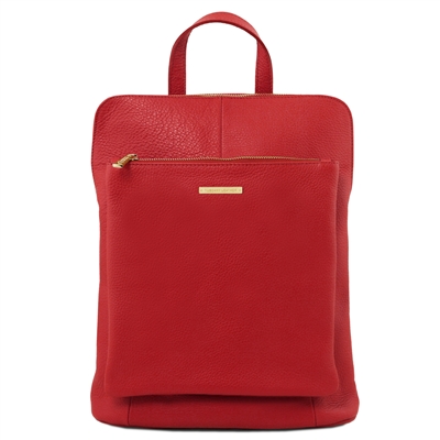 TL141682 Red Leather Backpack for Women by Tuscany Leather