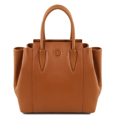TL141727 Tulipan Leather Handbag - Cognac by Tuscany Leather