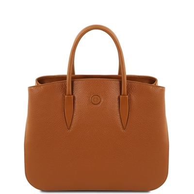 TL141728 Camelia Leather Handbag - Cognac by Tuscany Leather