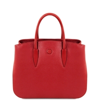TL141728 Camelia Leather Handbag - Red by Tuscany Leather