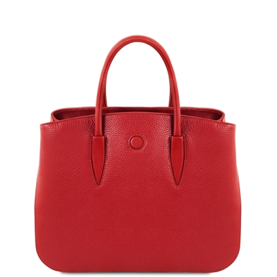 TL141728 Camelia Leather Handbag - Red by Tuscany Leather