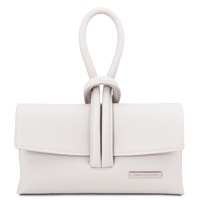 TL141990 Leather Clutch Bag - White by Tuscany Leather