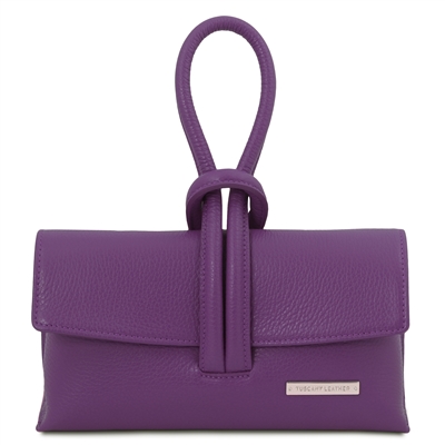 TL141990 Leather Clutch Bag - Purple by Tuscany Leather