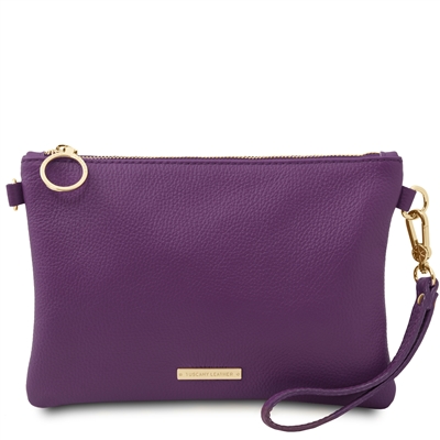 TL142029 Leather Clutch Bag - Purple by Tuscany Leather