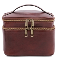 TL142045 Eliot Leather Toiletry Bag - Brown by Tuscany Leather