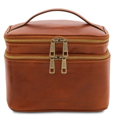 TL142045 Eliot Leather Toiletry Bag - Honey by Tuscany Leather