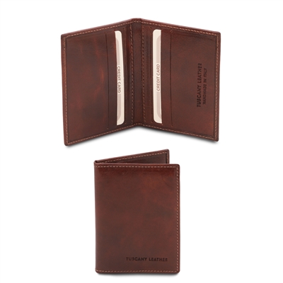TL142063 Leather Card Wallet for Men in Brown by Tuscany Leather