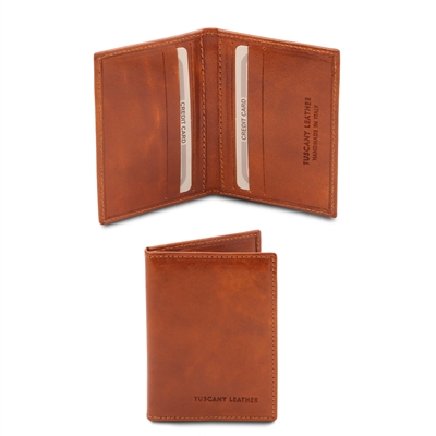 TL142063 Leather Card Holder for Men in Honey by Tuscany Leather