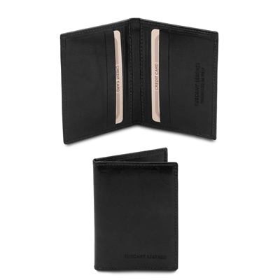 TL142063 Leather Card Wallet for Men in Black by Tuscany Leather