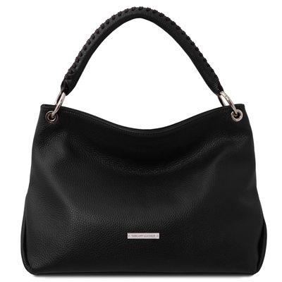 TL142087 Soft Leather Handbag for Women - Black by Tuscany Leather