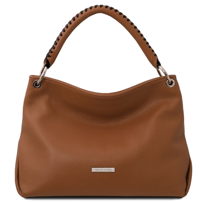 TL142087 Soft Leather Handbag for Women - Cognac by Tuscany Leather
