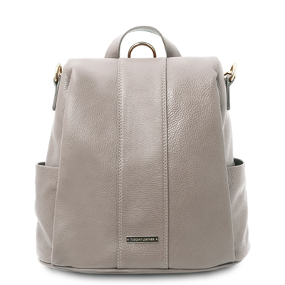 TL142138 Soft Leather Backpack for Women - Grey by Tuscany Leather