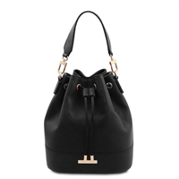 TL142146 Leather Bucket Bag - Black by Tuscany Leather