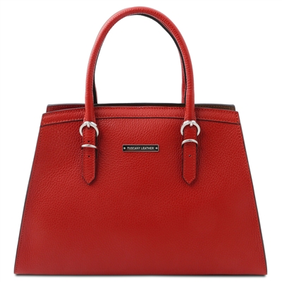 TL142147 Leather Handbag - Black by TL142146 Leather Bucket Bag - Red by Tuscany Leather