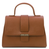 TL142156 Leather Handbag - Cognac by Tuscany Leather