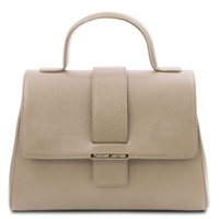 TL142156 Leather Handbag in Taupe by Tuscany Leather