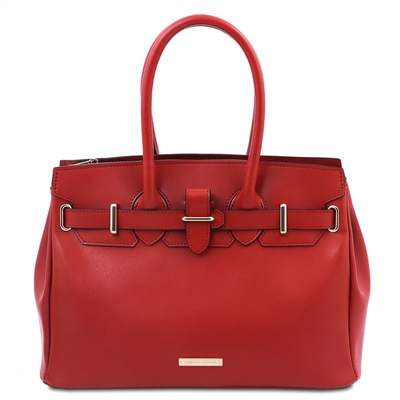 TL142174 Red Leather Handbag by Tuscany Leather