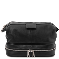 Jacob Leather Toiletry Bag - Black by Tuscany Leather