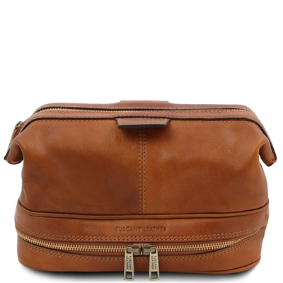 Jacob Leather Toiletry Bag - Natural by Tuscany Leather