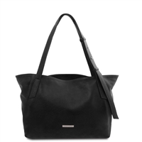 TL142230 Soft Leather Shoulder Bag for Women - Black by Tuscany Leather