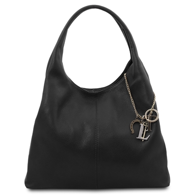 TL142264 Keyluck Soft Leather Shoulder Bag for Women - Black by Tuscany Leather