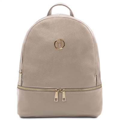 TL142280 Soft Leather Backpack - Light Taupe by Tuscany Leather