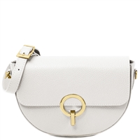 Astrea Leather Shoulder Bag for Women - White by Tuscany Leather