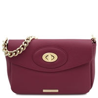 TL142288 Leather Shoulder Bag for Women - Plum by Tuscany Leather