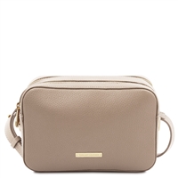 TL142290 Leather Shoulder Bag for Women - Light Taupe by Tuscany Leather