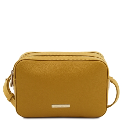 TL142290 Leather Shoulder Bag for Women - Mustard by Tuscany Leather