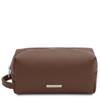 TL142324 Leather Toiletry Bag - Dark Taupe by Tuscany Leather