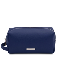 TL142324 Leather Toiletry Bag - Dark Blue by Tuscany Leather