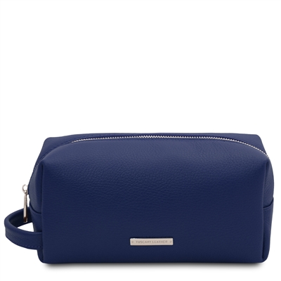 TL142324 Leather Toiletry Bag - Dark Blue by Tuscany Leather