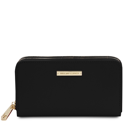 TL142343 Gaia Leather Wallet for Women in Black by Tuscany Leather