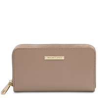 TL142343 Gaia Leather Wallet for Women in Light Taupe by Tuscany Leather