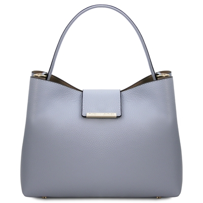 Clio Leather Bucket Bag in Light Blue by Tuscany Leather