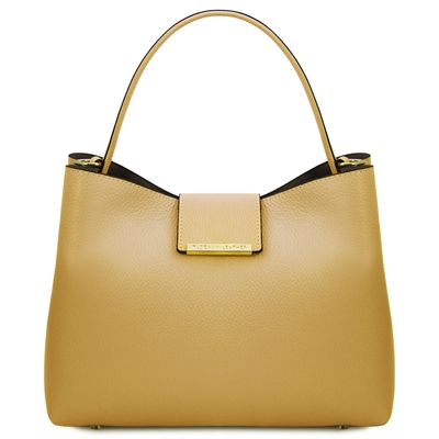 Clio Leather Bucket Bag in Pastel Yellow by Tuscany Leather