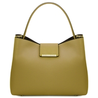 Clio Leather Bucket Bag in Green by Tuscany Leather