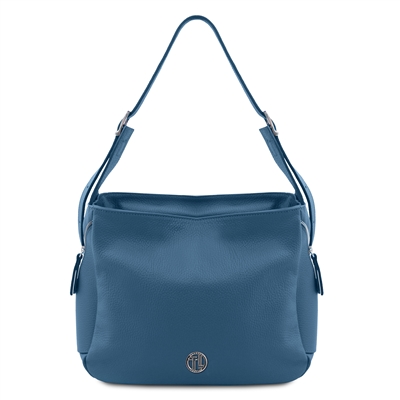 TL142362 Charlotte Soft Leather Shoulder Bag for Women in Blue by Tuscany Leather