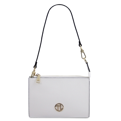 TL142365 Perla Leather Clutch Bag - White by Tuscany Leather
