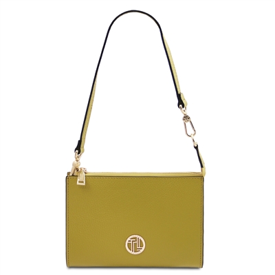 TL142365 Perla Leather Clutch Bag - Green by Tuscany Leather