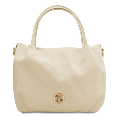 TL142372 Nora Soft Leather Handbag - Beige by Tuscany Leather