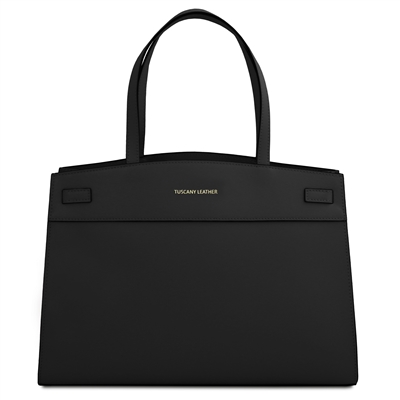 TL142383 Musa Leather Tote Bag - Black by Tuscany Leather