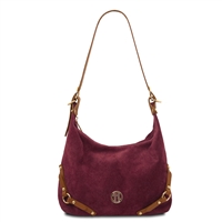 Sierra Suede Leather Shoulder Bag for Women in Bordeaux by Tuscany Leather