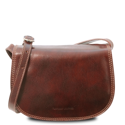 Isabella Brown Leather Shoulder Bag for Women by Tuscany Leather