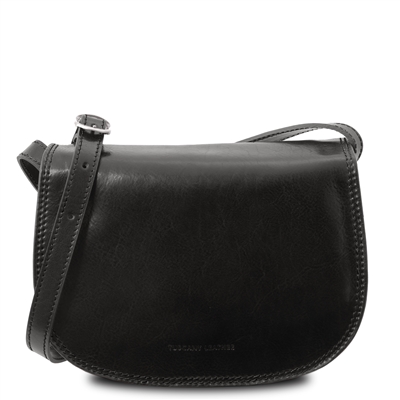 Isabella Black Leather Shoulder Bag for Women by Tuscany Leather