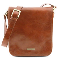 TL141255 Small Leather Messenger Bag for Men - Honey by Tuscany Leather